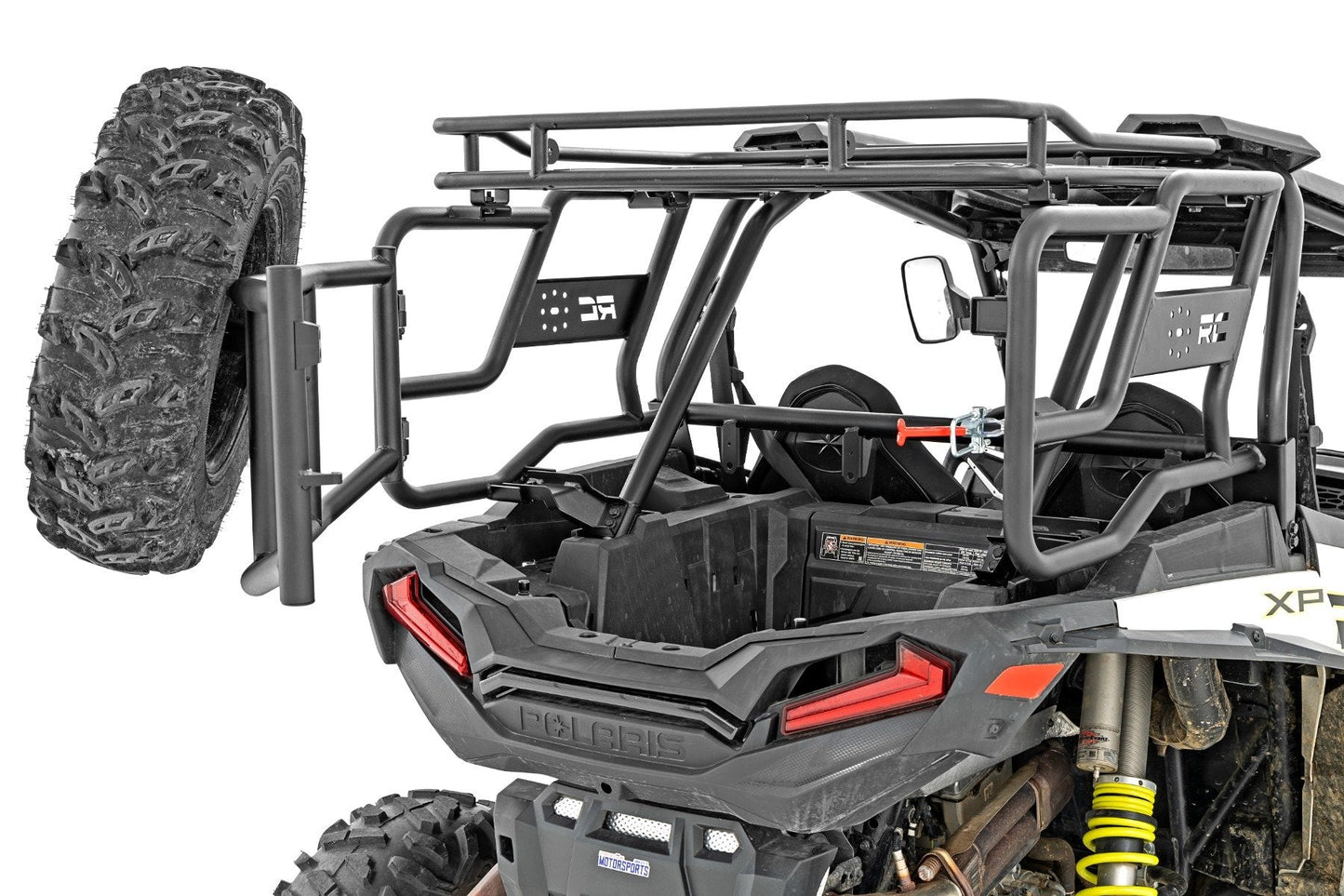 Rough Country 93141 Tubular Rear Cargo Rack | Spare Tire Mount | Polaris RZR XP 1000