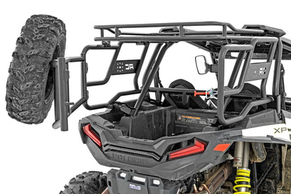 Rough Country 93141 Tubular Rear Cargo Rack | Spare Tire Mount | Polaris RZR XP 1000