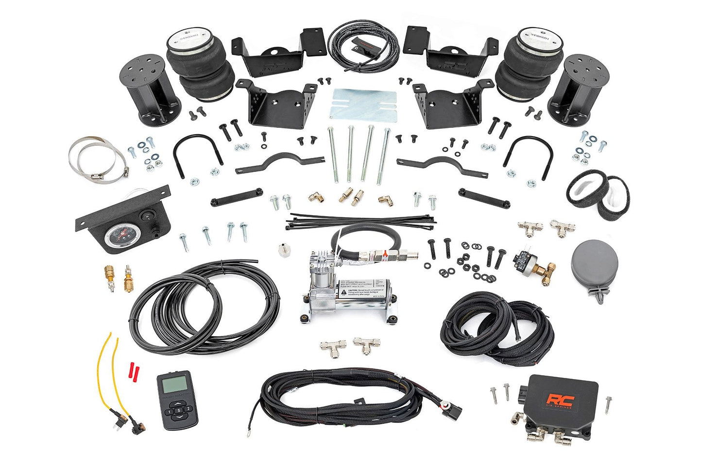 Rough Country 100347WC Air Spring Kit w/compressor | Wireless Controller | 7 Inch Lift Kit | Chevy/GMC 2500HD/3500HD (20-25