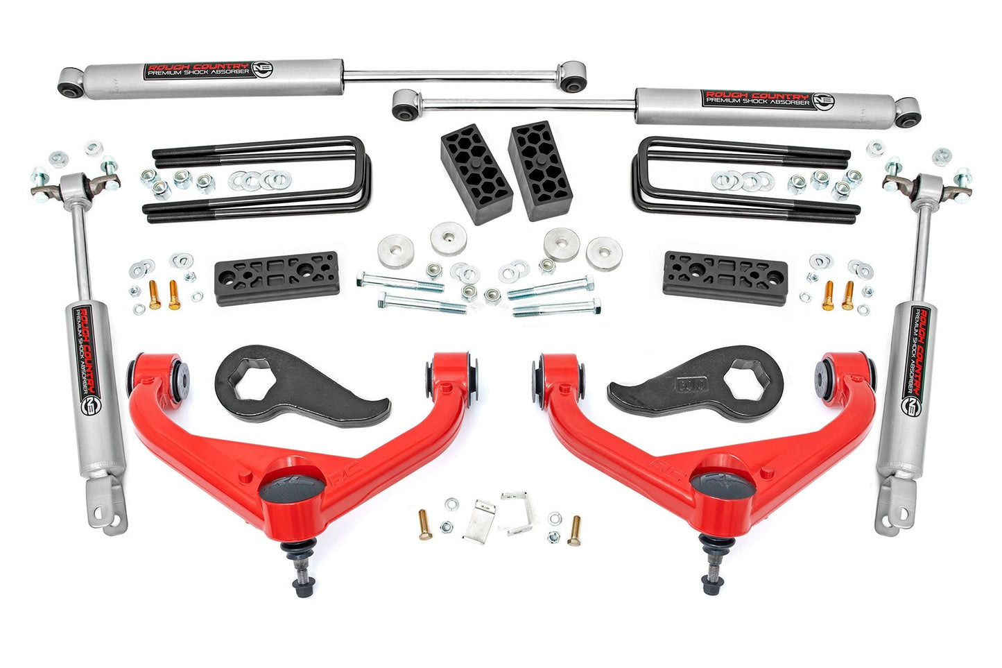 Rough Country 95630RED 3 Inch Lift Kit | Chevy/GMC Sierra 3500 HD/Silverado 3500 HD 2WD/4WD (20-25)