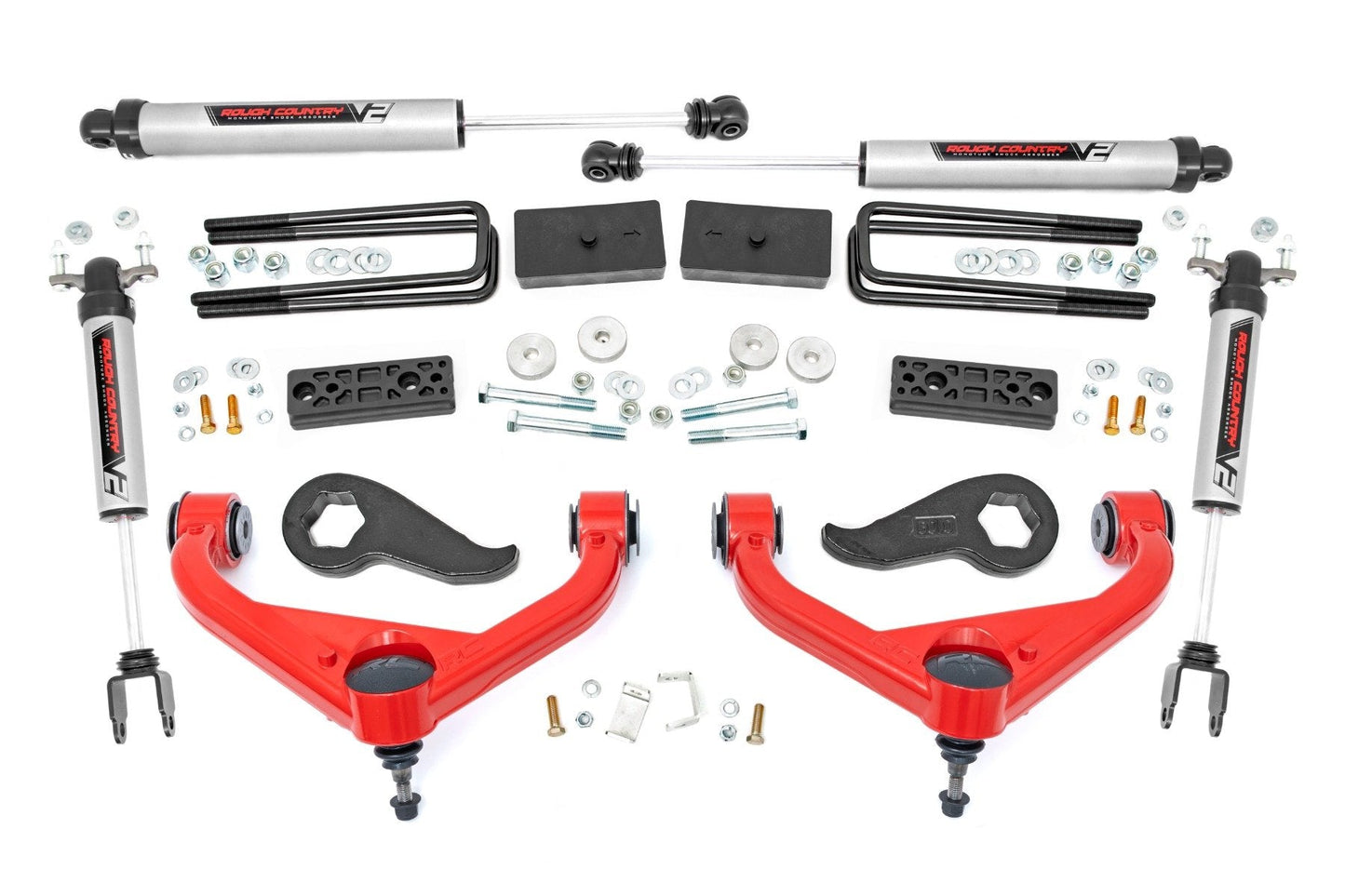 Rough Country 97770RED 3 Inch Lift Kit | UCAs | V2 | w/ Overloads | Chevy/GMC 2500HD/3500HD (20-25)