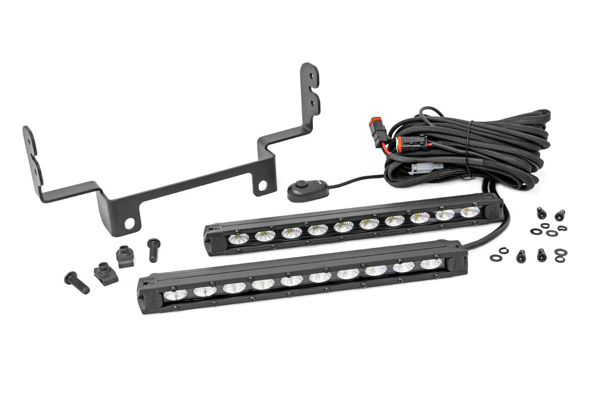 Rough Country 92004 LED Light Kit | Bumper Mount | 10" Black Slimline Pair | Honda Pioneer 1000