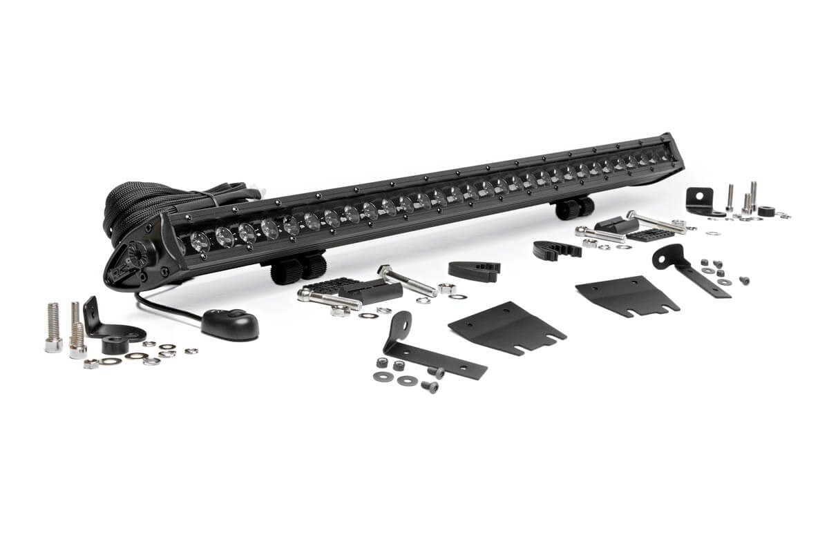 Rough Country 70054 LED Light Kit | Hood Mount | 30" Black Single Row | Jeep Gladiator JT/Wrangler JL (18-25)