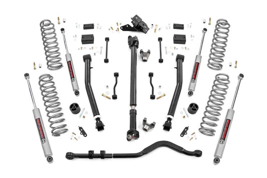 Rough Country 65531 3.5 Inch Lift Kit | Adj Lower | FR D/S | Jeep Wrangler Unlimited 4WD (18-23)