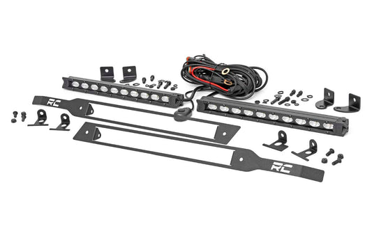 Rough Country 70817 LED Light Kit | Grille Mount | 10" Black Slimline Pair | Chevy Silverado 1500 (19-22)