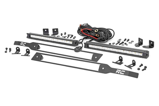 Rough Country 70818 LED Light Kit | Grille Mount | 10" Chrome Slimline Pair | Chevy Silverado 1500 (19-22)