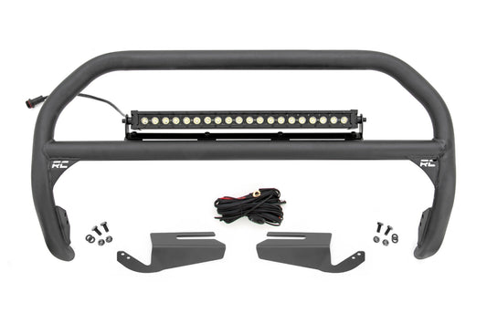Rough Country 51102 Nudge Bar | 20 Inch BLK DRL Single Row LED | OE Modular Steel | Ford Bronco (21-25)