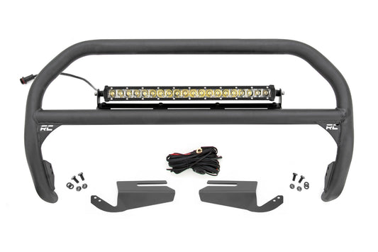 Rough Country 51103 Nudge Bar | 20 Inch Chrome Single Row LED | OE Modular Steel | Ford Bronco (21-25)