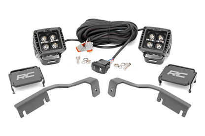 Rough Country 71067 LED Light Kit | Ditch Mount | 2" Black Pair | Amber DRL | Nissan Frontier (22-25)