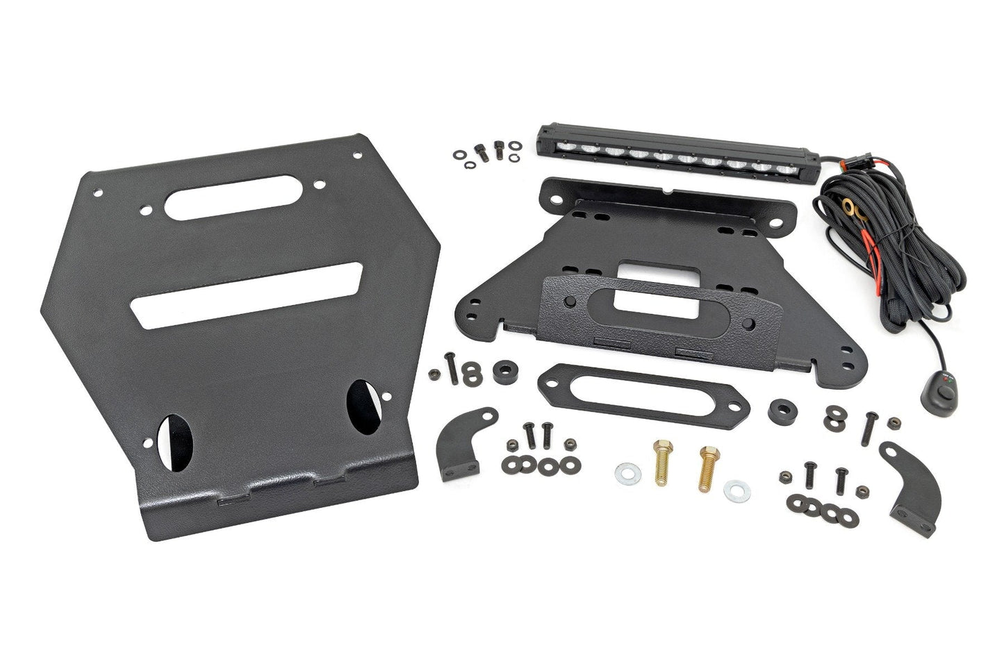 Rough Country 93140 LED Light | Winch Mount | Front | 10" Black Slimline | Polaris RZR Pro R