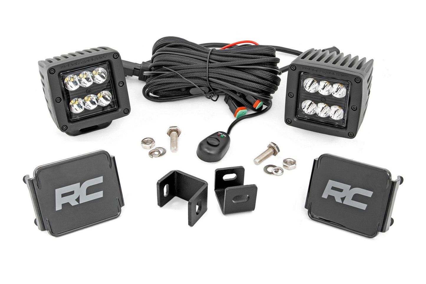 Rough Country 71071 LED Light Kit | Ditch Mount | 2" Black Pair | Spot | Toyota Tundra (22-25)