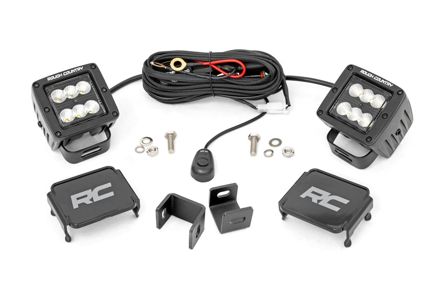 Rough Country 71072 LED Light Kit | Ditch Mount | 2" Black Pair | Flood | Toyota Tundra (22-25)
