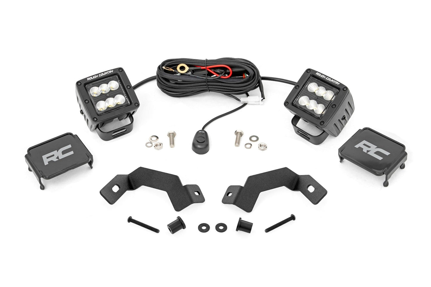 Rough Country 72113 LED Light Kit | Ditch Mount | 2" Black Pair | Flood | Toyota Land Cruiser (24-25)