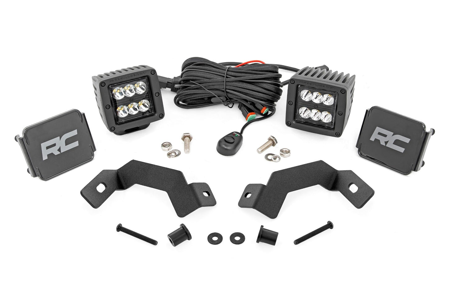 Rough Country 72112 LED Light Kit | Ditch Mount | 2" Black Pair | Spot | Toyota Land Cruiser (24-25)