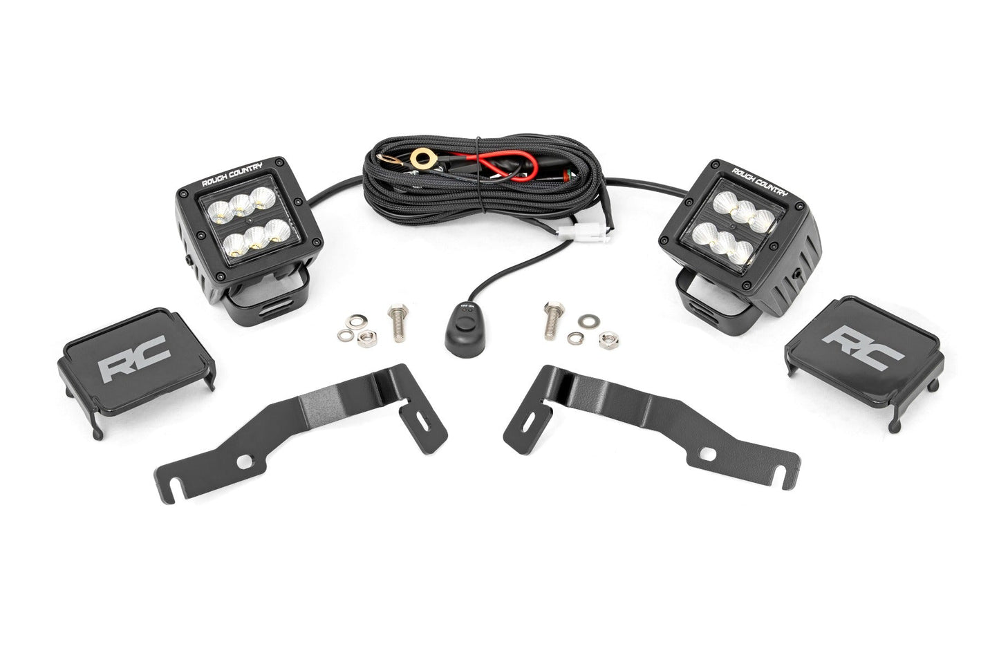 Rough Country 72102 LED Light Kit | Ditch Mount | 2" Black Pair | Flood | Toyota Tacoma (24-25)