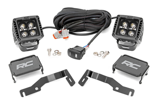 Rough Country 72103 LED Light Kit | Ditch Mount | 2" Black Pair | White DRL | Toyota Tacoma (24-25)