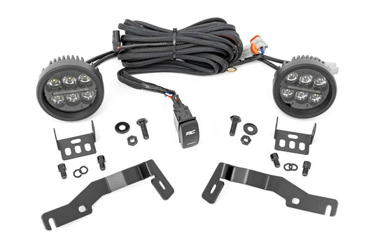 Rough Country 72106 LED Light Kit | Ditch Mount | Black Series Round | 3.5 Inch | Amber DRL | Toyota Tacoma (24-25)