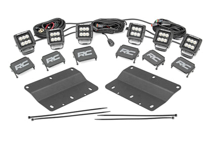 Rough Country 51086 LED Light Kit | Fog Mount | Triple 2" Black Pair | Flood | Ford Bronco (21-25)