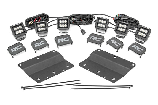 Rough Country 51086 LED Light Kit | Fog Mount | Triple 2" Black Pair | Flood | Ford Bronco (21-25)