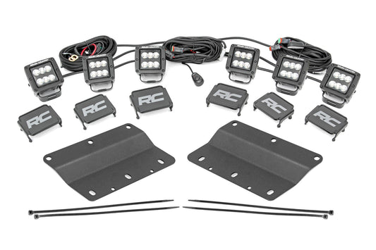 Rough Country 51140 LED Light Kit | Fog Mount | Triple 2" Black Pair | Spot/Flood | Ford Bronco (21-25)