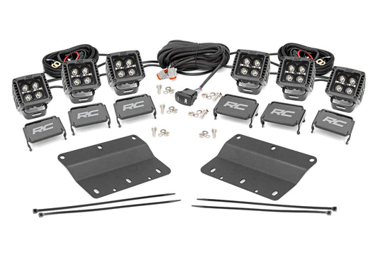 Rough Country 51088 LED Light Kit | Fog Mount | Triple 2" Black Pair | Amber DRL | Ford Bronco (21-25)