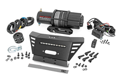 Rough Country 92079 Winch Plate | 4500-LB Winch | 10" Black Slimline | Honda Pioneer 520