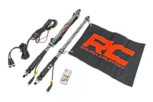 Rough Country 93002 LED Light Whip Kit | 2 ft | Multi-Color | 2-pc
