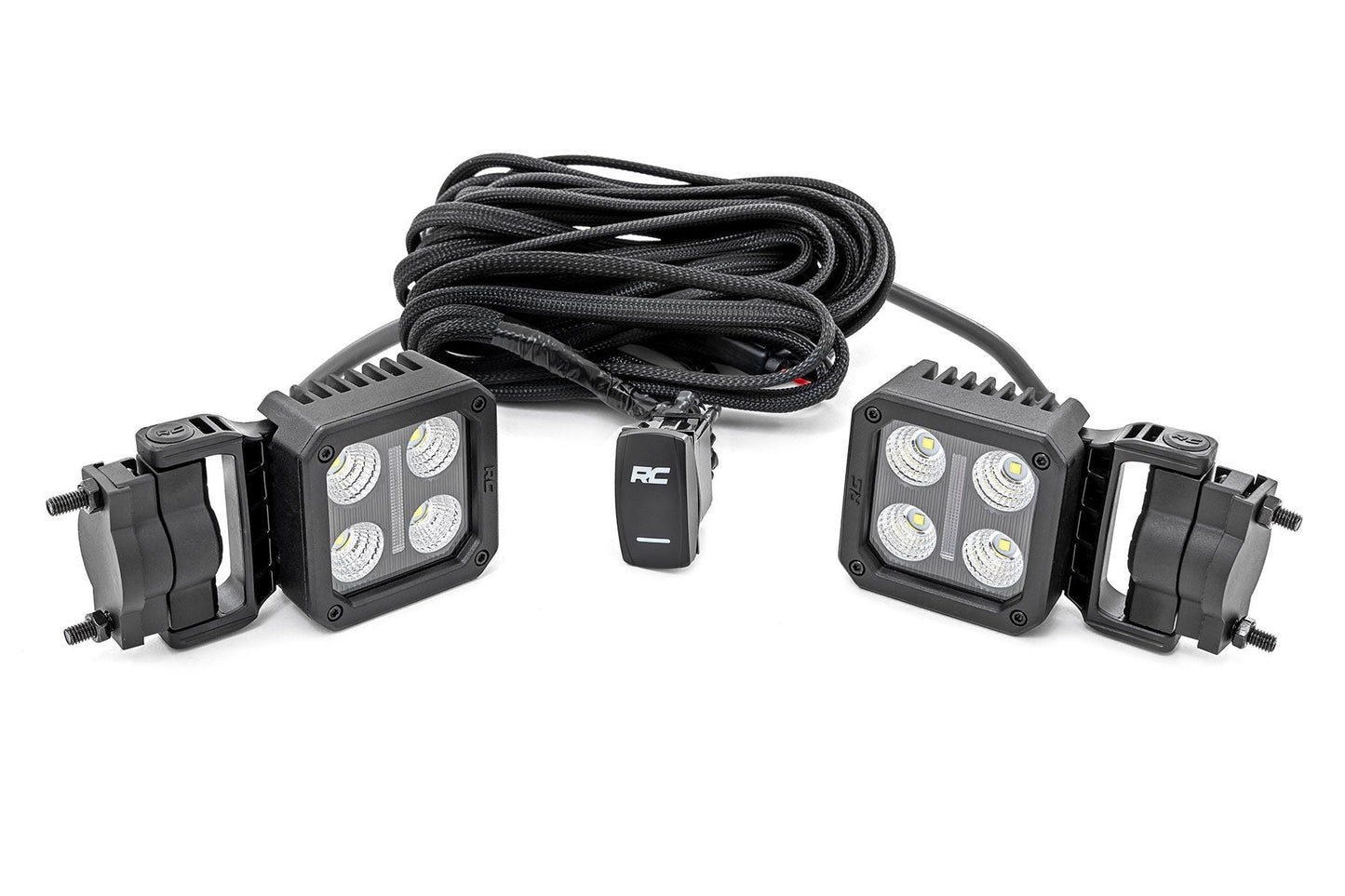 Rough Country 70802 Black Series LED Light Pair | 2 Inch | Flood | Swivel Mount