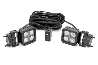 Rough Country 70802 Black Series LED Light Pair | 2 Inch | Flood | Swivel Mount