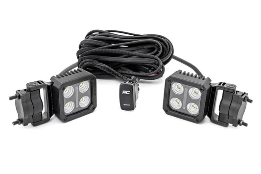 Rough Country 70802 Black Series LED Light Pair | 2 Inch | Flood | Swivel Mount