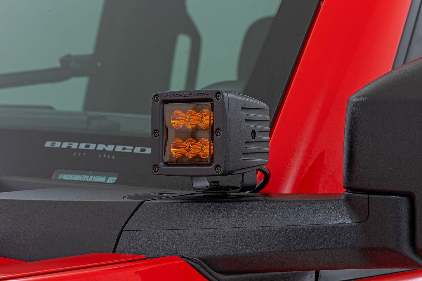 Rough Country 70903A 2 Inch LED Light Pods | Spot Beam | Amber Lens | Square