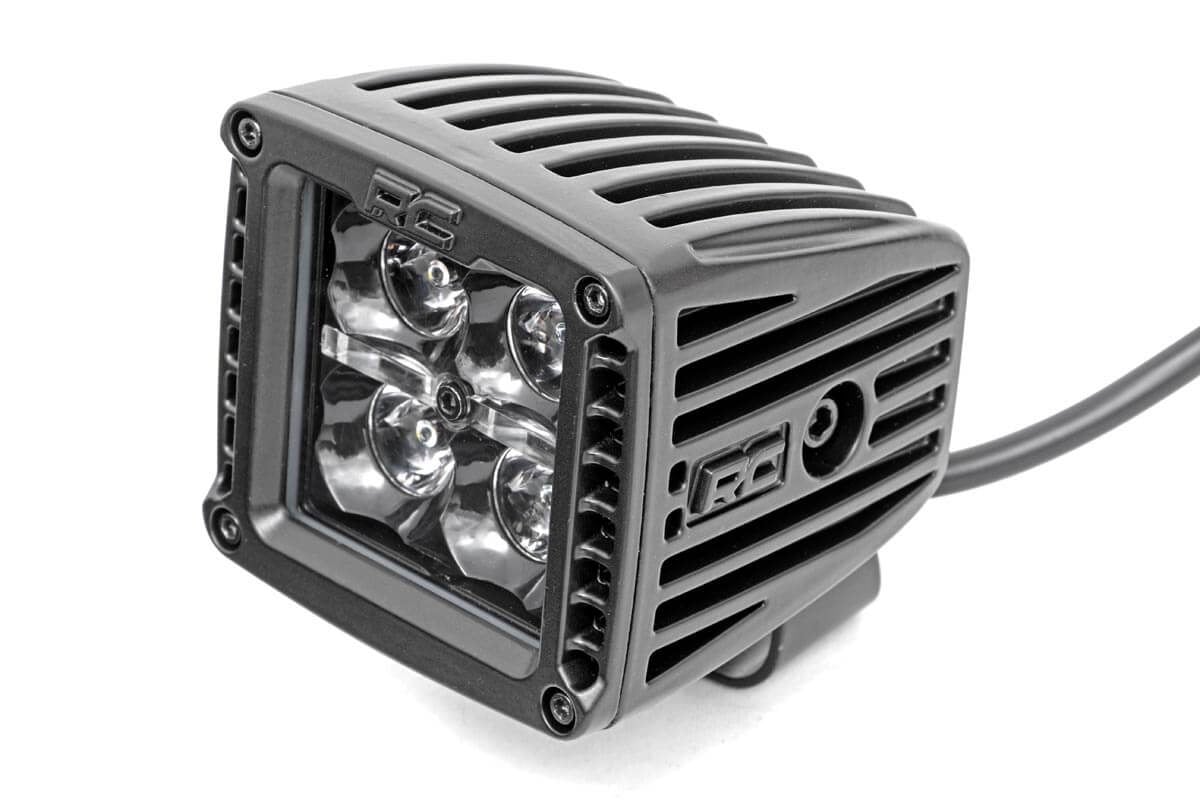 Rough Country 70903BLKDRL 2 Inch Black Series LED Light Pods | Spot | Square | Cool White DRL