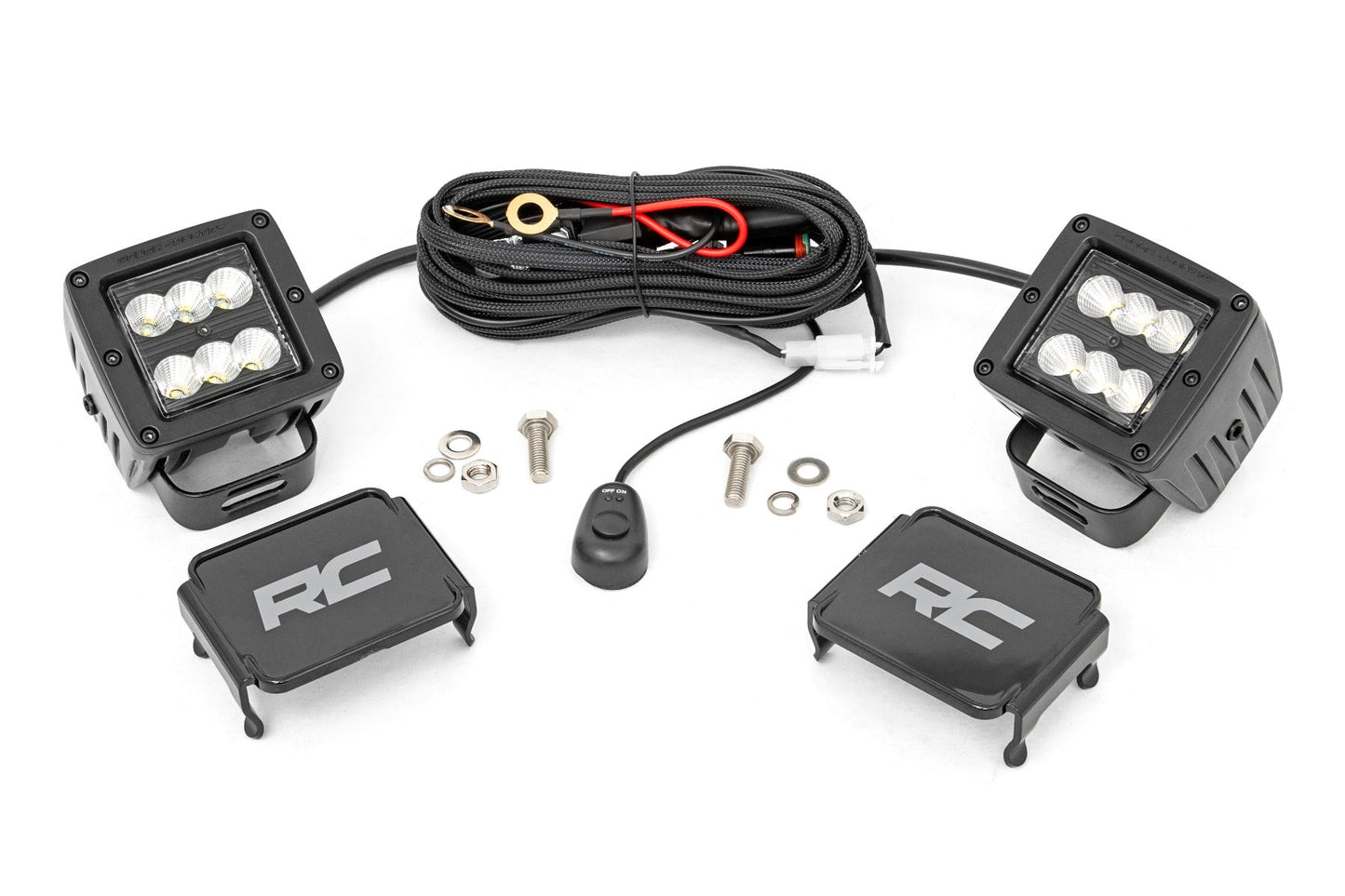 Rough Country 70133BL 2 Inch Black Series LED Light Pods  | Pair | Flood