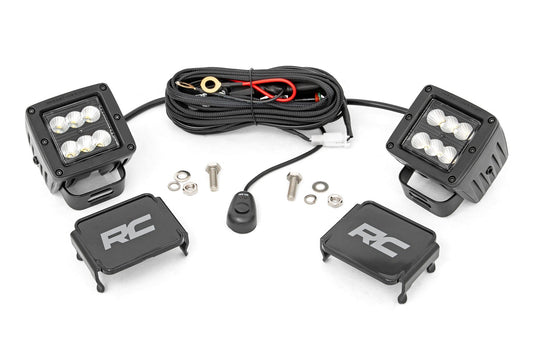 Rough Country 70133BL 2 Inch Black Series LED Light Pods  | Pair | Flood