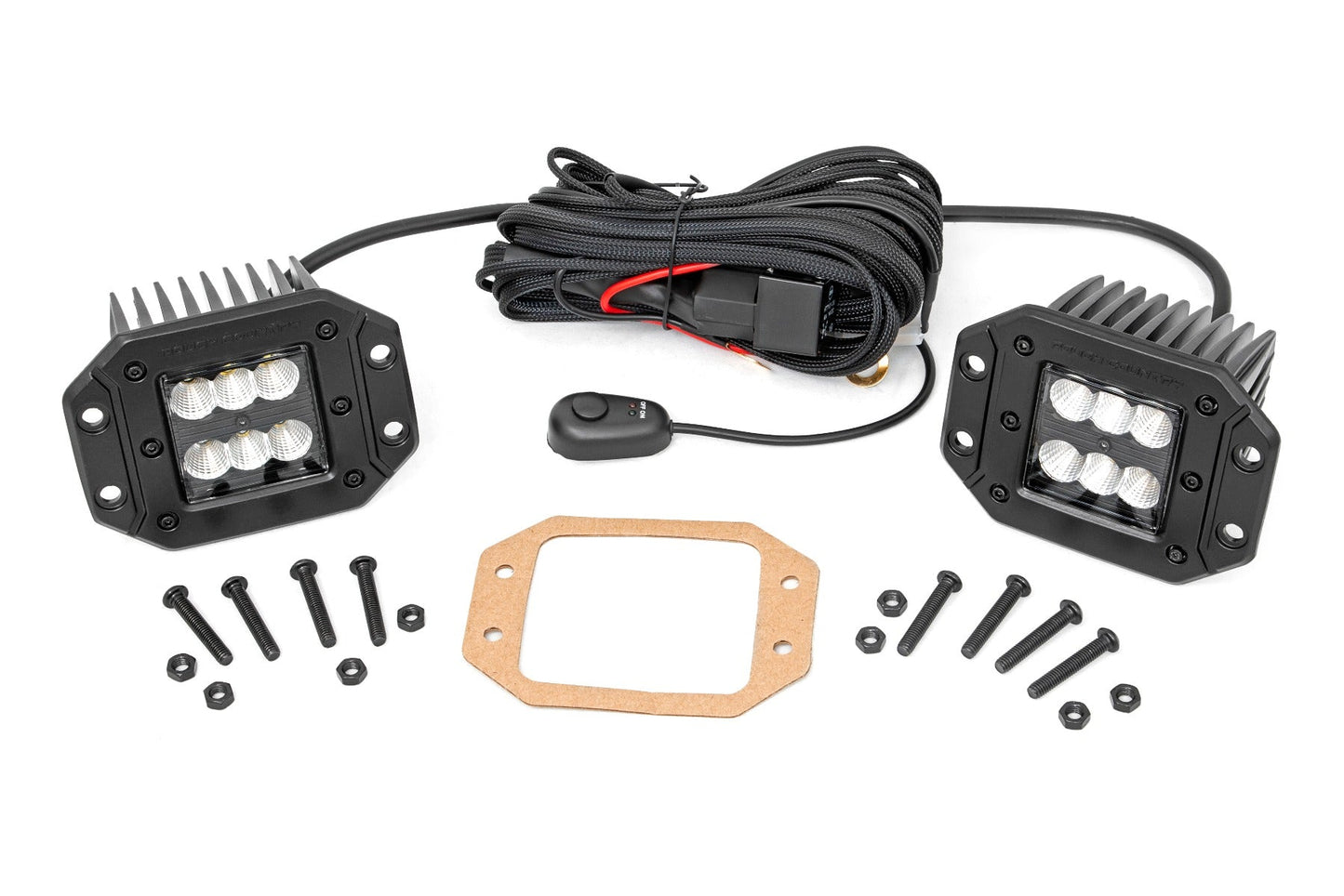 Rough Country 70113BL 2 Inch Black Series LED Light Pods  | Pair | Flood | Flush Mount