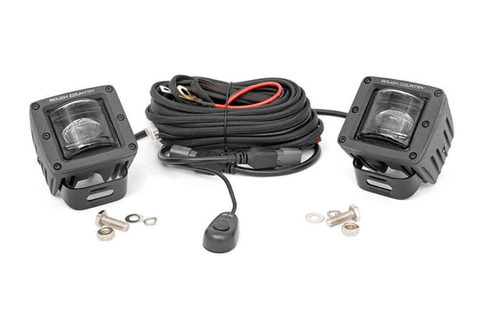 Rough Country 70907 2 Inch Black Series LED Light Pods | SAE Fog | Pair
