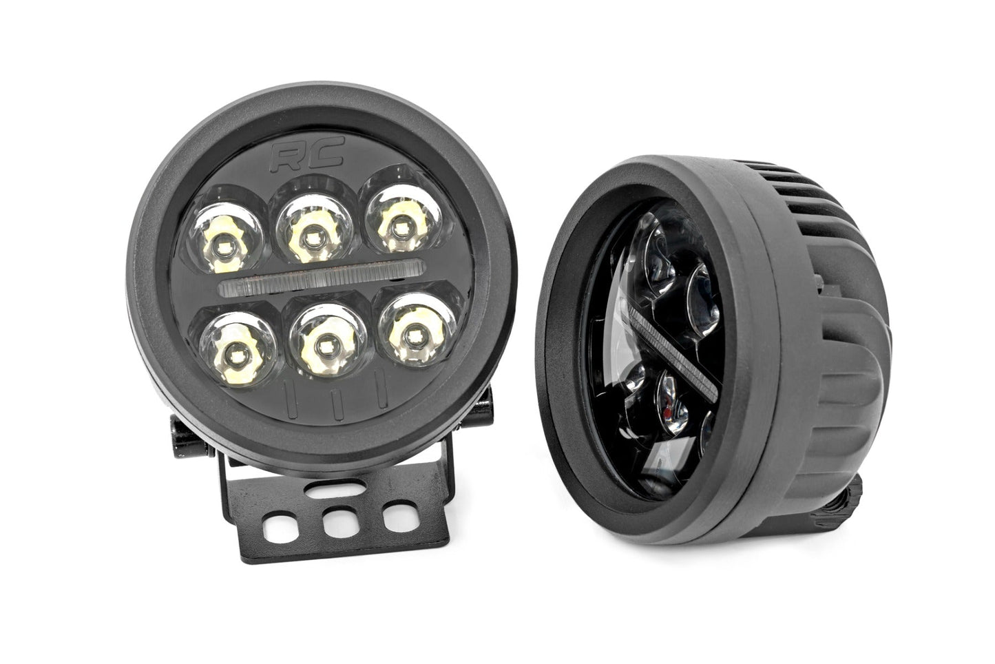 Rough Country 70900A Black Series Round LED Light Pair | 3.5 Inch | Amber DRL