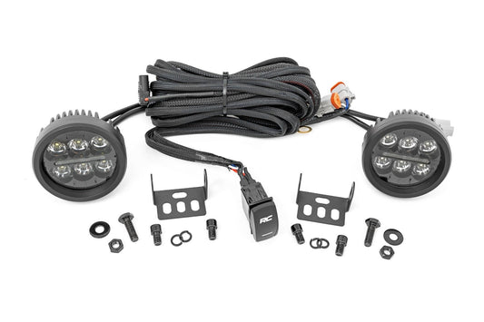 Rough Country 70900A Black Series Round LED Light Pair | 3.5 Inch | Amber DRL