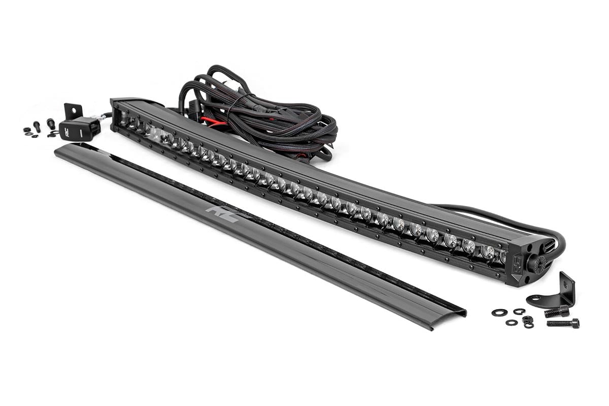 Rough Country 72730BLDRL 30 Inch Black Series LED Light Bar | Curved | Single Row | Cool White DRL