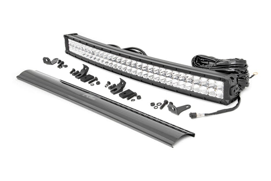 Rough Country 72930D 30 Inch Chrome Series LED Light Bar | Curved | Dual Row | Cool White DRL