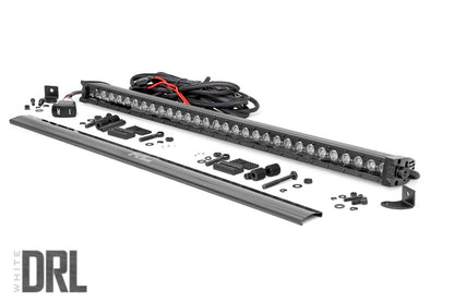 Rough Country 70730BLDRL 30 Inch Black Series LED Light Bar | Single Row | Cool White DRL