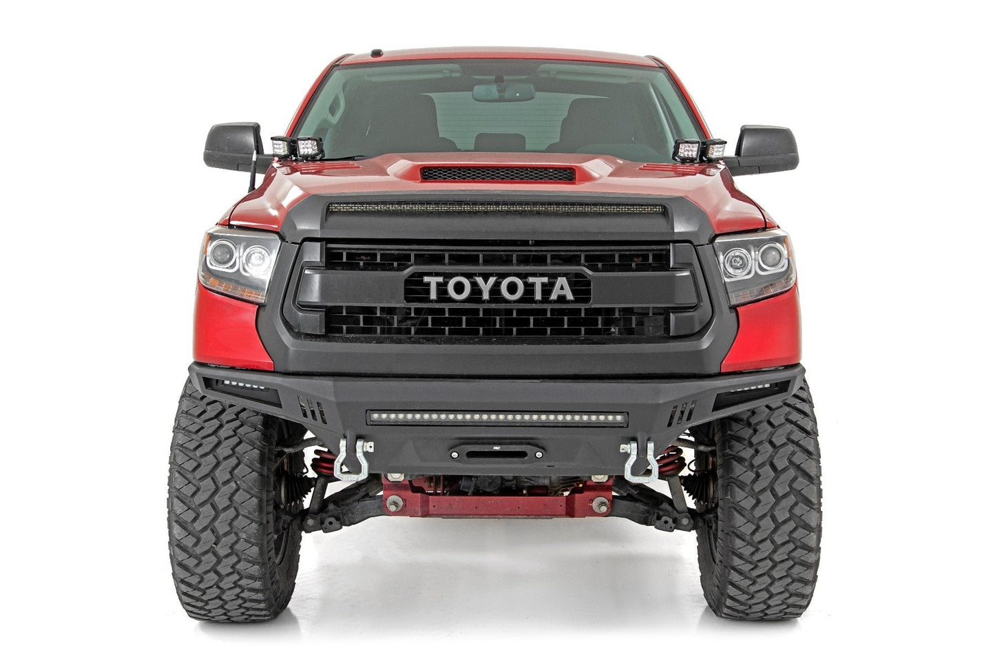 Rough Country 70837 LED Light Kit | Ditch Mount | Dual 2" Black Pairs | White DRL | Toyota Tundra (14-21)