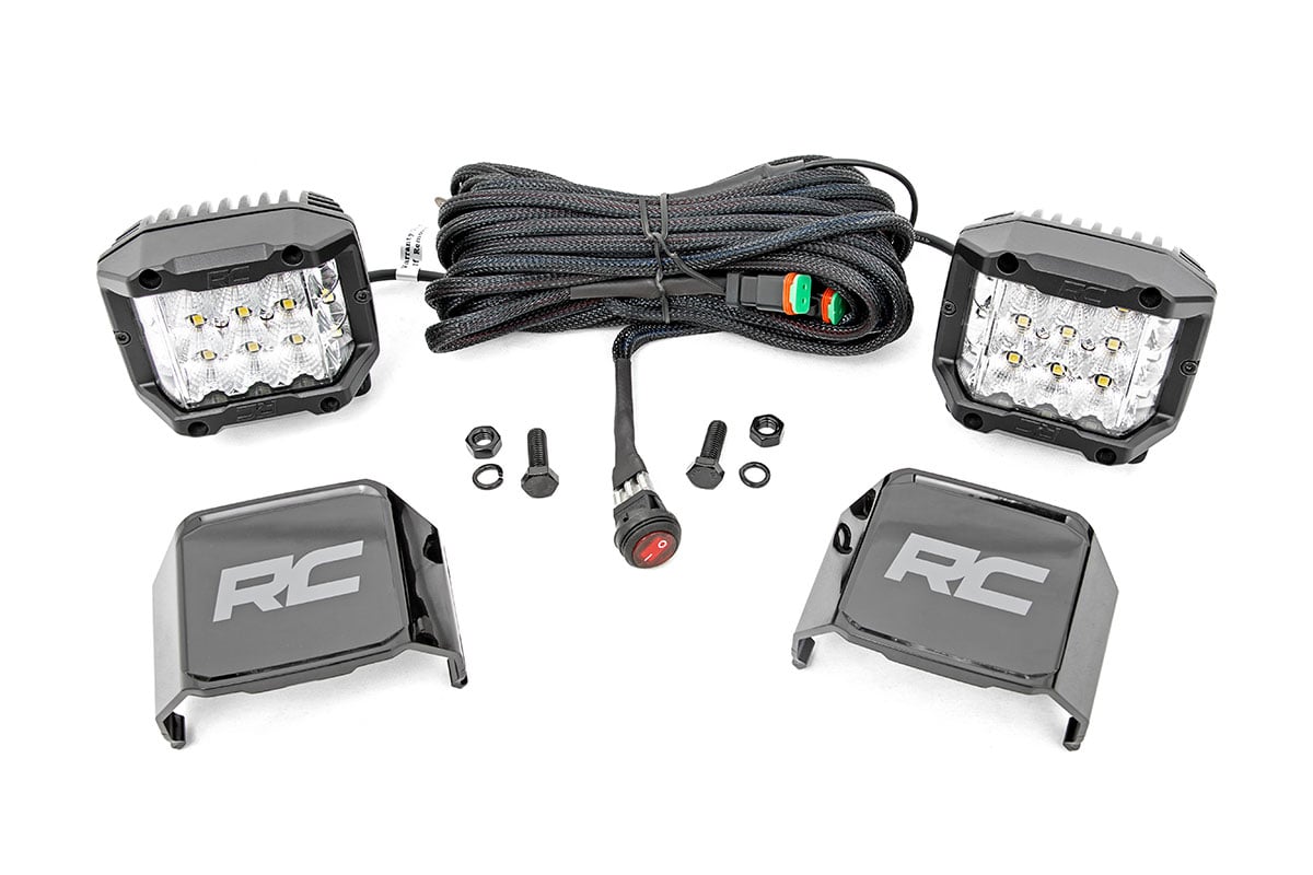Rough Country 70904 3 Inch Chrome Series LED Lights | Wide Angle Osram | Pair