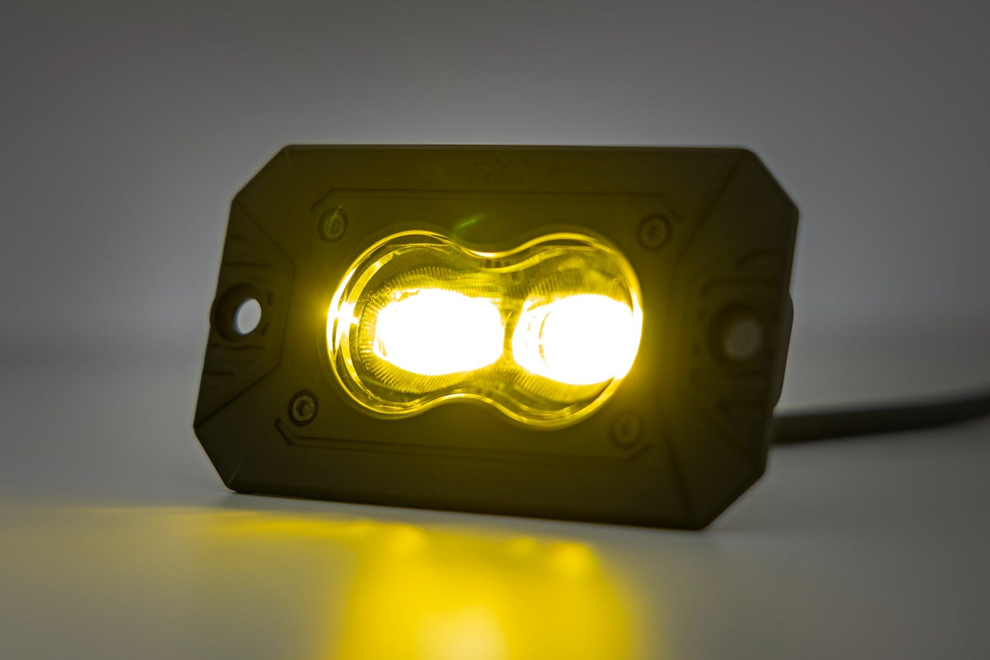 Rough Country 70909 3x1.75 Inch Black Series | Yellow | LED Slim Aux | SAE Fog | Flush Mount | Pair