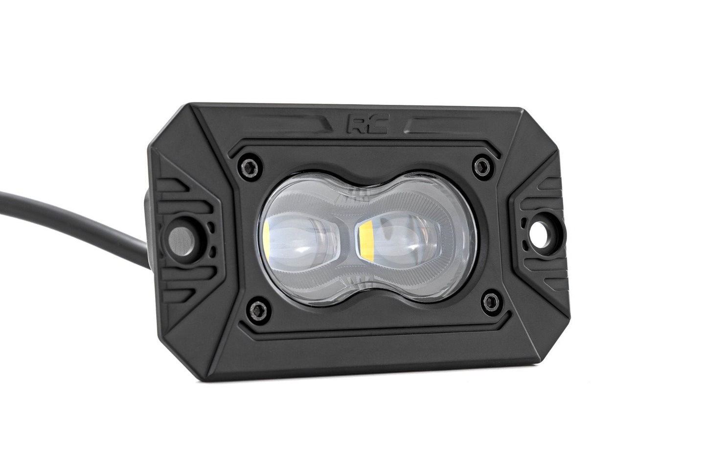 Rough Country 70909 3x1.75 Inch Black Series | Yellow | LED Slim Aux | SAE Fog | Flush Mount | Pair