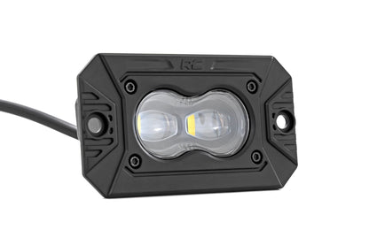 Rough Country 70909 3x1.75 Inch Black Series | Yellow | LED Slim Aux | SAE Fog | Flush Mount | Pair