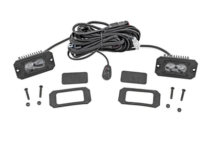 Rough Country 70908 3x1.75 Inch Black Series LED Slim Aux | SAE Fog | Flush Mount | Pair