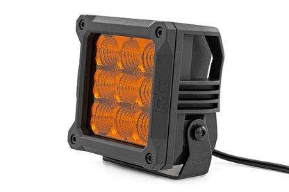 Rough Country 70905ADRL 4 Inch LED Amber Light Pods | Square | Amber DRL | Pair