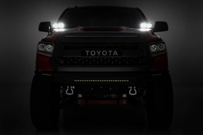Rough Country 70837 LED Light Kit | Ditch Mount | Dual 2" Black Pairs | White DRL | Toyota Tundra (14-21)