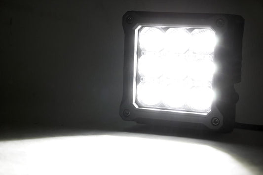 Rough Country 70905DRL 4 Inch Chrome Series LED Light Pods | Square | White DRL | Pair